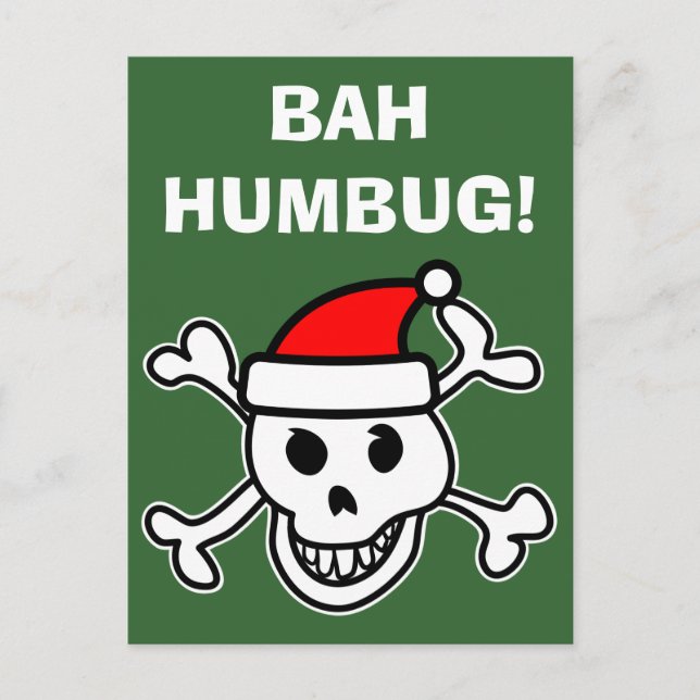 Bah Humbug Santa skull Christmas greeting cards (Front)