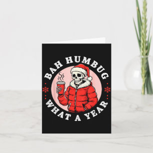 Bah Humbug Skull Hat Santa's Candy Christmas Pajam Card