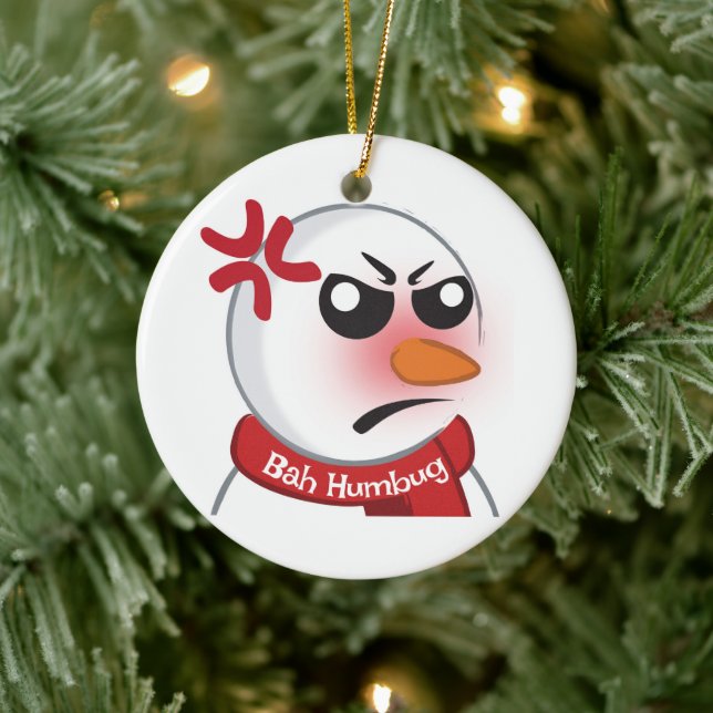 Bah Humbug Snowman  Ceramic Tree Decoration (Tree)