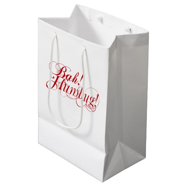 Bah! Humbug! typography Medium Gift Bag (Front Angled)