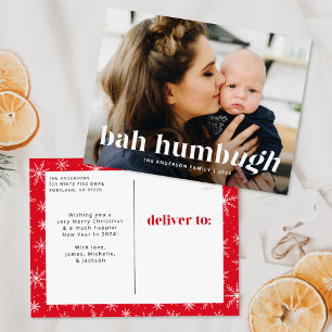 Bah Humbug Ugh Funny Photo Holiday Postcard