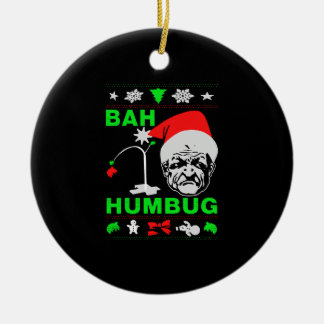 Bah Humbug Ugly Christmas Shirt Ceramic Tree Decoration