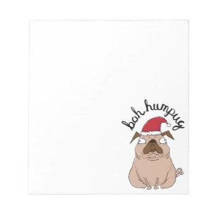 Bah Humpug Christmas Santa Pug Notepad