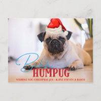 Bah Humpug Pug Dog Funny Custom Christmas Photo