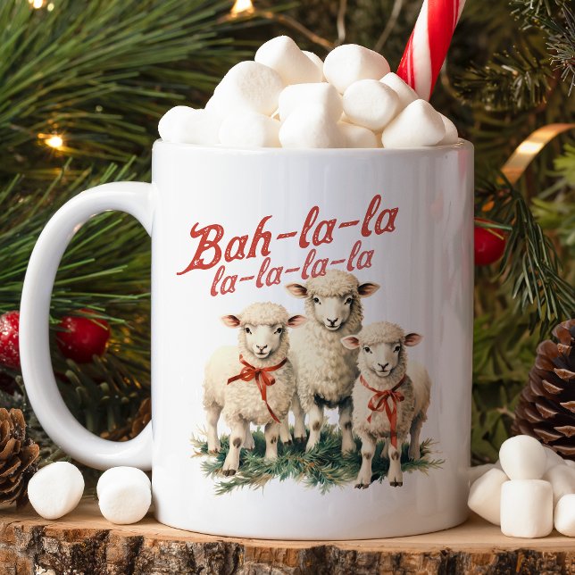 Bah La La Cute Retro Christmas Sheep Coffee Mug (Creator Uploaded)