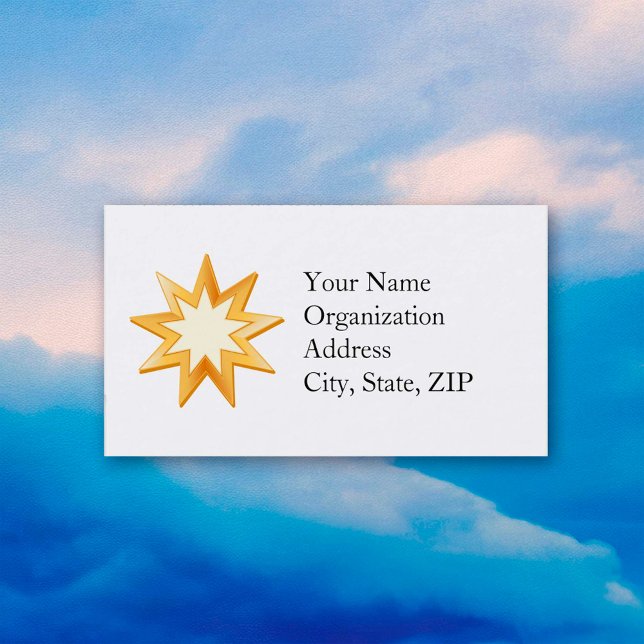 Baha'i 3.5" x 2.0" Standard Business Card  (3.5" x 2.0" Business Card. Gold nine pointed star, symbol of the Baha’i faith.)