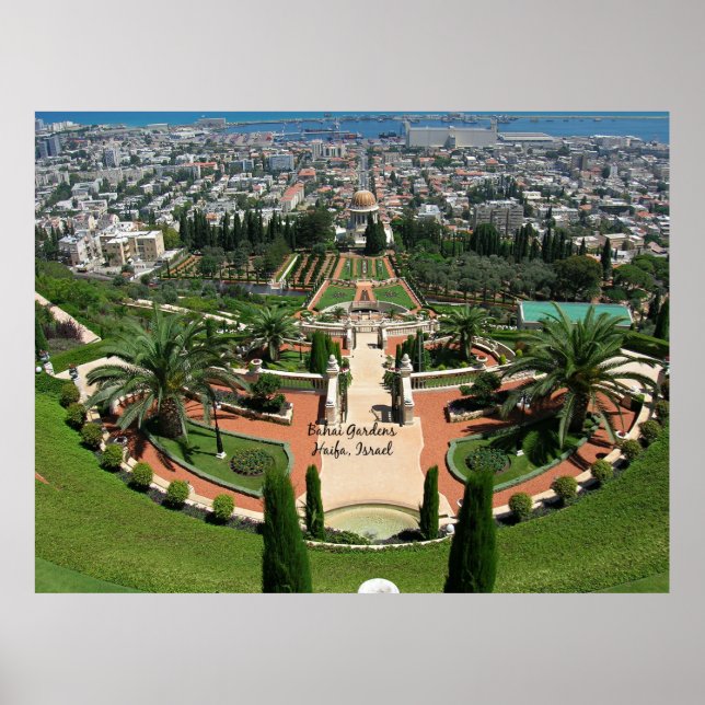Bahai Gardens in Haifa, Israel Poster (Front)
