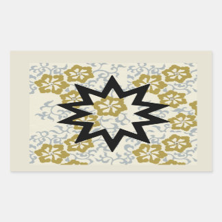 Baha'i Star on Gold and Silver Background Rectangular Sticker