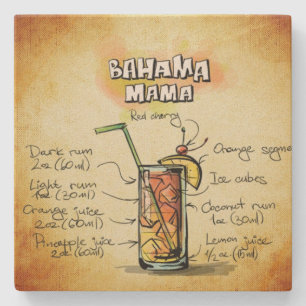 Bahama Mama Bartender Drink Recipe Stone Coaster