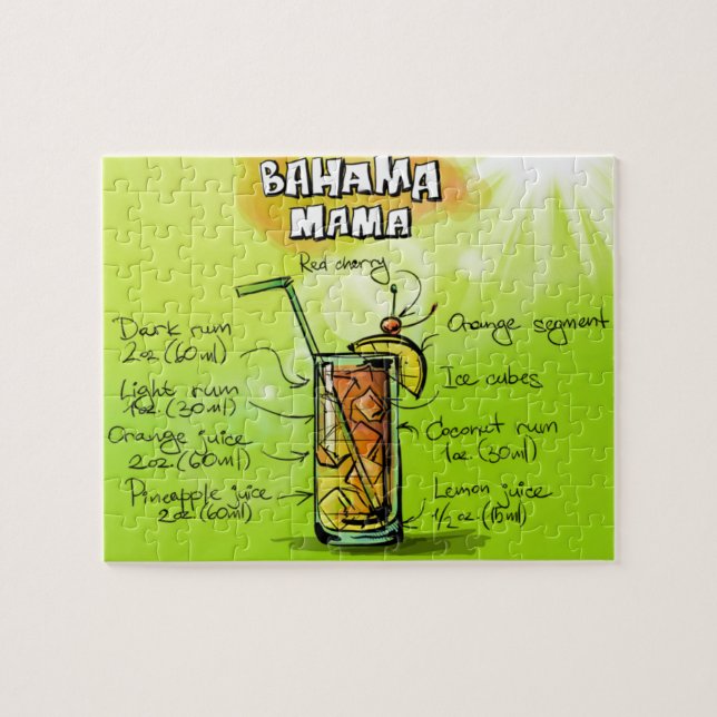 Bahama Mama Cocktail Recipe Jigsaw Puzzle (Horizontal)