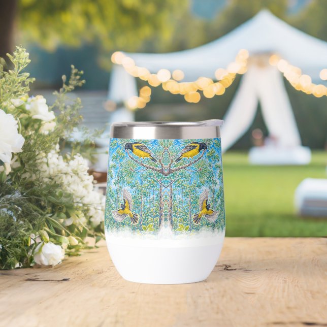 Bahama Oriole Wine Tumbler (Wedding)