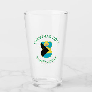 Bahaman Flag Blonde Angel Christmas Personalised Glass