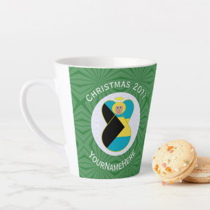 Bahaman Flag Blonde Angel Christmas Personalised Latte Mug
