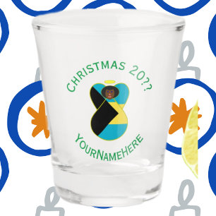 Bahaman Flag Dark Angel Christmas Personalised Shot Glass