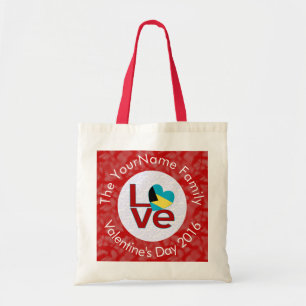 Bahamanian Flag Red Letters LOVE White on Red Tote Bag