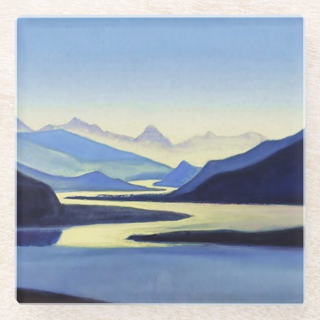 “Bahamaputra” by Nicholas Roerich Glass Coaster (Front)
