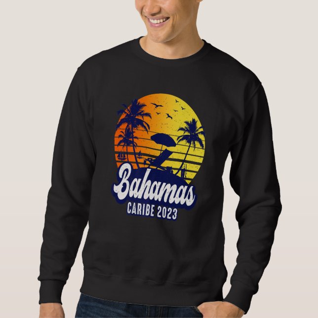 Bahamas 2023 Caribe Sunset Beach Retro Premium Sweatshirt (Front)
