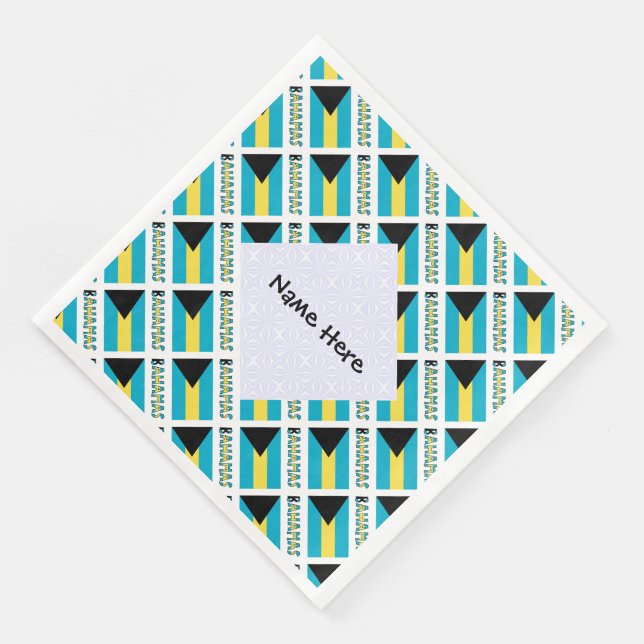 Bahamas and Bahaman Flag Tiled Personalised  Napkin (Corner)