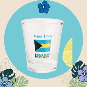 Bahamas and Bahamian Flag Blue Personalisation Shot Glass