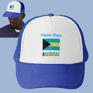 Bahamas and Bahamian Flag Blue Personalisation Trucker Hat