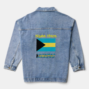 Bahamas and Bahamian Flag Yellow Personalisation Denim Jacket