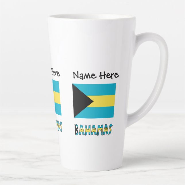 Bahamas Bahaman Flag Personalised Latte Mug (Right)