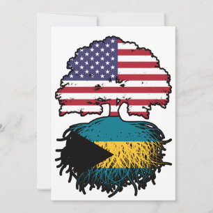 Bahamas Bahamian American USA Tree Roots Flag Invitation