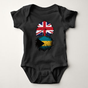 Bahamas Bahamian British UK Tree Roots Flag Baby Bodysuit