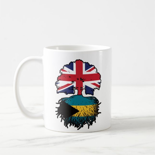 Bahamas Bahamian British UK Tree Roots Flag Coffee Mug (Left)