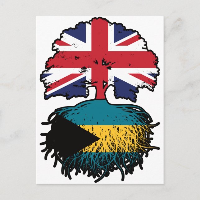 Bahamas Bahamian British UK Tree Roots Flag Postcard (Front)