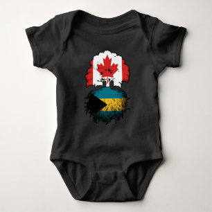 Bahamas Bahamian Canadian Canada Tree Roots Flag Baby Bodysuit