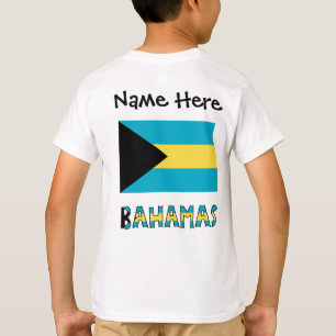 Bahamas Bahamian Flag Black Personalisation  T-Shirt
