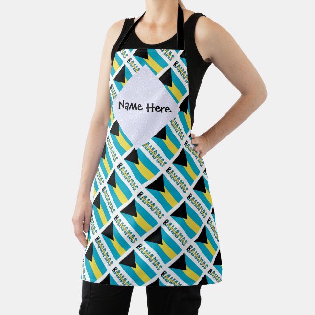 Bahamas Bahamian Flag Tiled Apron (Insitu)