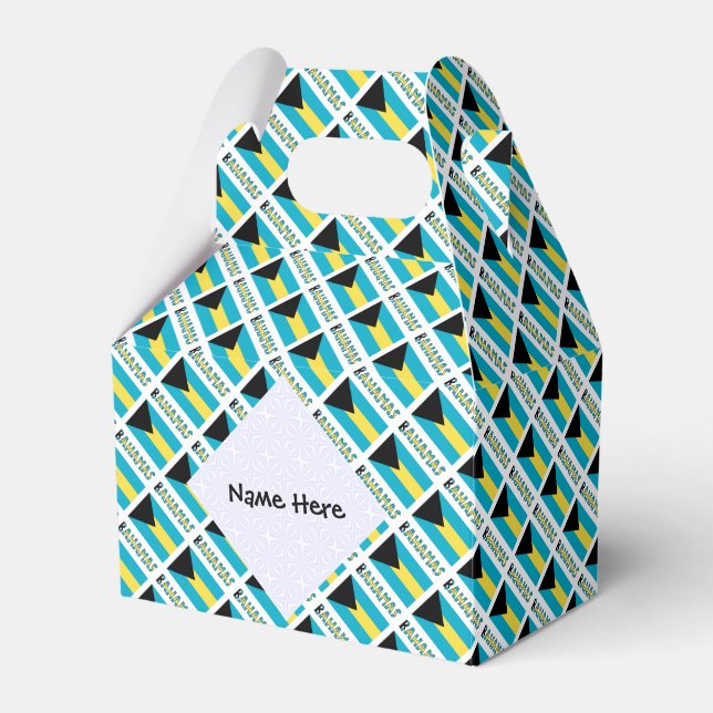Bahamas Bahamian Flag Tiled Personalised  Favour Box (Front Side)