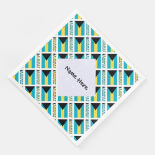 Bahamas Bahamian Flag Tiled Personalised Name  Napkin