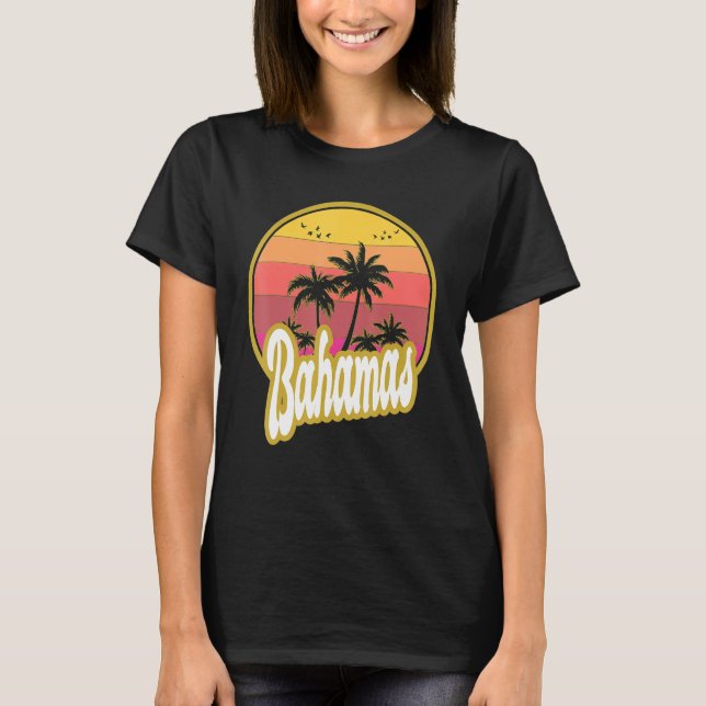 Bahamas Beach Retro Sunset T-Shirt (Front)