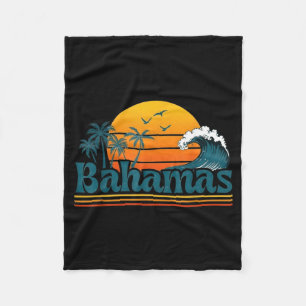 Bahamas Beach Summer Vacation Retro Sunset 70s 80s Fleece Blanket