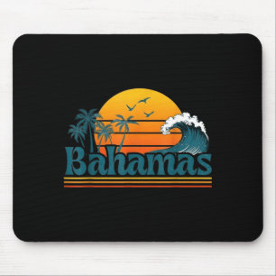 Bahamas Beach Summer Vacation Retro Sunset 70s 80s Mouse Pad