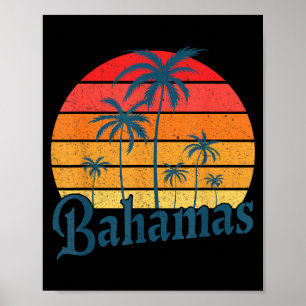 Bahamas Beach Trocal Summer Vibes Vintage Palm Poster