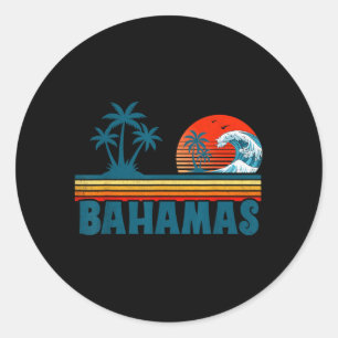 Bahamas Beach Tropical Summer Vacation Palm Tree Classic Round Sticker