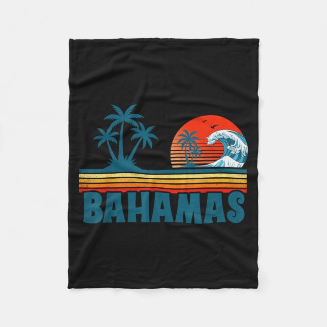 Bahamas Beach Tropical Summer Vacation Palm Tree Fleece Blanket (Front)
