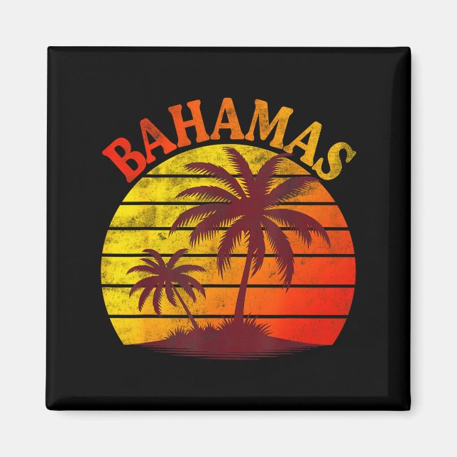Bahamas beach tropical summer vacation palm tree magnet (Front)