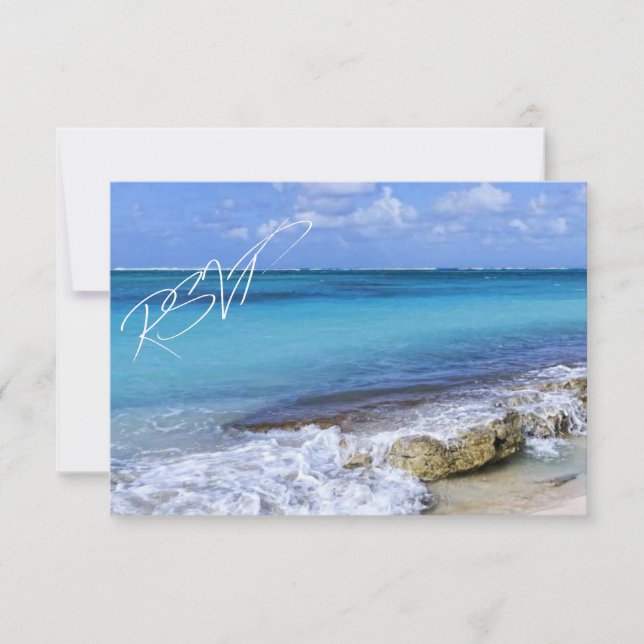 Bahamas Beach Wedding RSVP (Front)