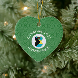 Bahamas Black Angel Christmas Flag Personalised  Ceramic Tree Decoration