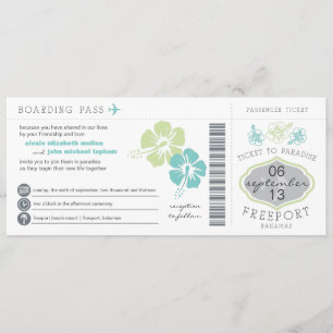 Bahamas Boarding Pass Wedding Invitation
