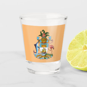 Bahamas Coat of Arms - Marlin, Flamingo, Conch Shot Glass