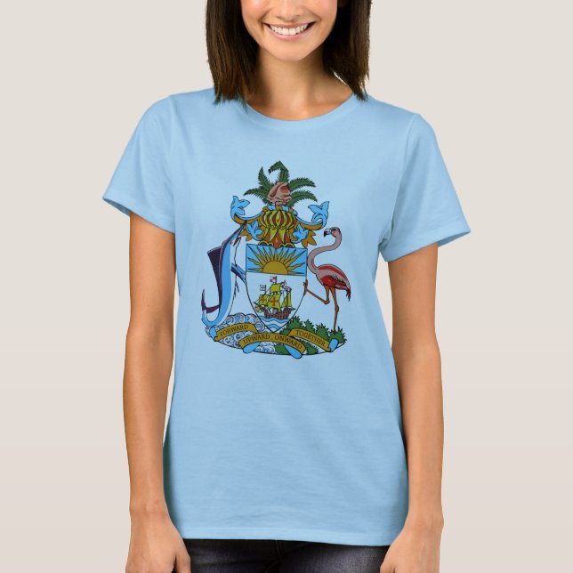 Bahamas Coat of Arms (Marlin & Flamingo) T-Shirt (Front)