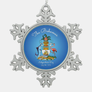 Bahamas Coat of Arms Snowflake Pewter Christmas Ornament
