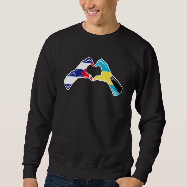 Bahamas Cuba Flag Bahamians Cuban Heart Sweatshirt (Front)