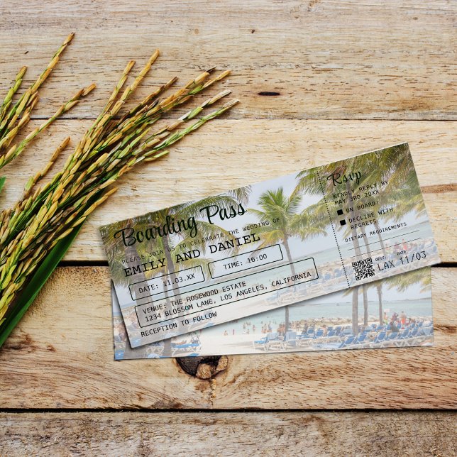 Bahamas Destination Boarding Pass Wedding  Invitation (Creator Uploaded)